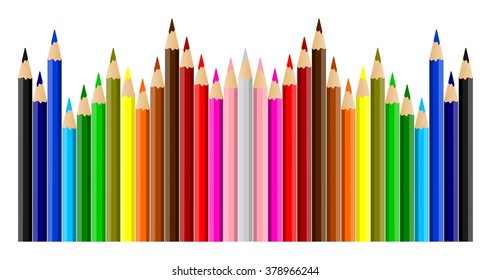 Beautiful multicolored crayons isolated on white background - vector illustration
