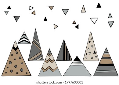 Beautiful multi-colored decorative picture of mountains in a modern style. Abstract geometric composition.
Illustrator
