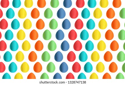 Beautiful multi-colored egg background Happy Easter concept on the White Blackground , Illustration - vector 