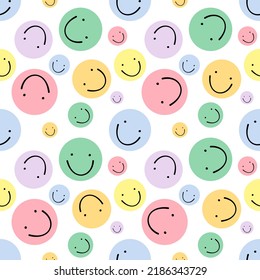 Beautiful multicolored emoji background pattern on white background.