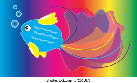 Beautiful multi-colored fish with a big tail.