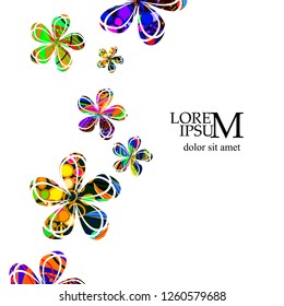 Beautiful multicolored flowers background for text. Vector