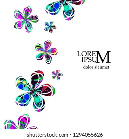 Beautiful multicolored flowers background for text. Vector