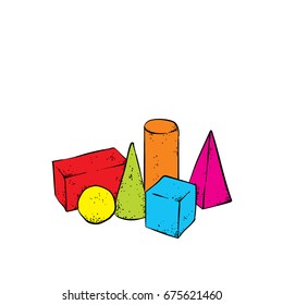 Beautiful multi-colored geometric shapes. Vector illustration. School or university, education.