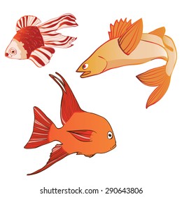 Beautiful multicolored iridescent emotional fish. Vector illustration