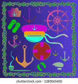 Beautiful multicolored sailor summer pattern suite. Beautiful multicolored sailor summer pattern suite.
