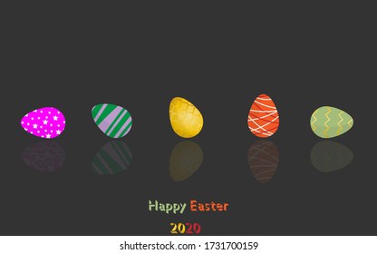 Beautiful multicolours Easter eggs in black background