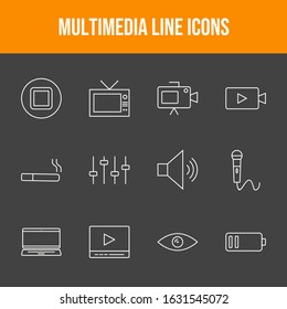 Beautiful Multimedia 12 Vector Icons	