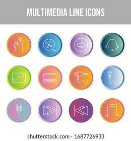 Bonito conjunto de iconos vectoriales multimedia