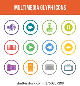 Juego de iconos vectoriales multimedia hermosos
