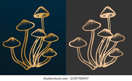 Beautiful mushroom vector with beautiful gold texture and color