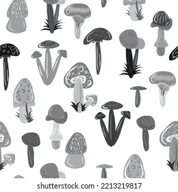 Beautiful Mushrooms Vector Background Pattern Seamless