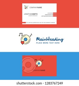 Beautiful Music disk Logo and business card. vertical Design Vector