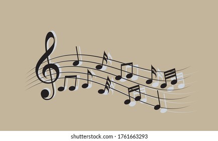 beautiful music note image with shadow