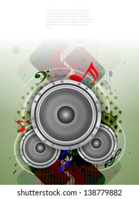beautiful music theme modern designed background with loudspeakers, Vector Illustration