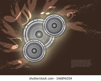 beautiful music theme modern designed background with loudspeakers, Vector Illustration