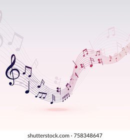 beautiful musical notes wave background design