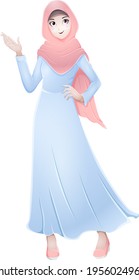 Beautiful Muslim female cartoon standing