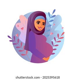 Beautiful Muslim pregnant woman in hijab.