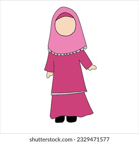 Beautiful muslim woman in hijab isolated on white backgroud. 