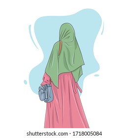 Beautiful Muslim Women Hijab Illustration