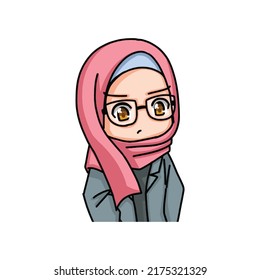 Beautiful Muslim women wearing hijab illustration. Vector