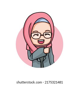 Beautiful Muslim women wearing hijab illustration. Vector