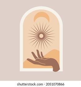 beautiful mystical picture in the style of yoga and self-knowledge on a light background