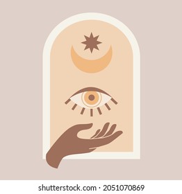 beautiful mystical picture in the style of yoga and self-knowledge on a light background