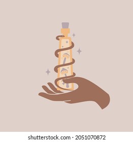 beautiful mystical picture in the style of yoga and self-knowledge on a light background