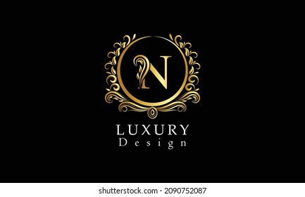  Beautiful N letter luxury logo design vector  template