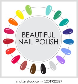 Beautiful Nail Polish.Nail Samples.Tips. Varnish color palette for nail extension.