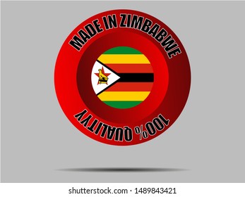 Beautiful national flag of African Zimbabwe, with emblem red star and eagle bird. original color and proportion. Simply vector illustration eps10, from countries flag set.