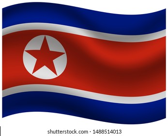 Beautiful national flag of democratic peoples republic of korea. original colors and proportion. Simply vector illustration eps10, from countries flag set.