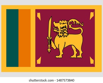 Beautiful national flag of Democratic Socialist Republic of Sri Lanka. original colors and proportion. Simply vector illustration eps10, from countries flag set.
