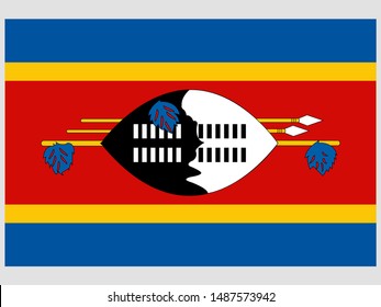 Beautiful national flag of Kingdom of Eswatini, know before as Swaziland. original colors and proportion. Simply vector illustration eps10, from countries flag set.