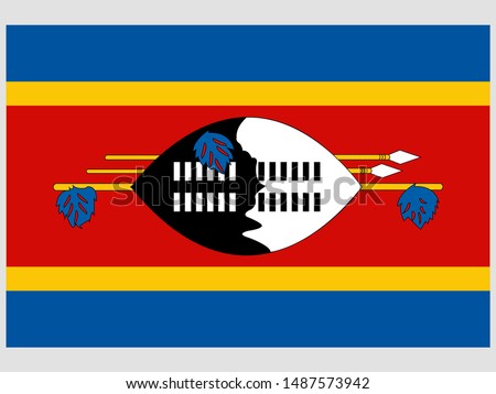 Beautiful national flag of Kingdom of Eswatini, know before as Swaziland. original colors and proportion. Simply vector illustration eps10, from countries flag set.