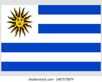 Beautiful national flag of Republic of Uruguay, original colors and proportion. Simply vector illustration eps10, from countries flag set.