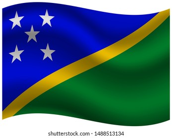 Beautiful national flag of Solomon Islands . original colors and proportion. Simply vector illustration eps10, from countries flag set.