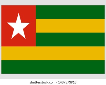 Beautiful national flag of Togolese Republic, original colors and proportion. Simply vector illustration eps10, from countries flag set.