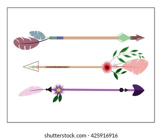 Beautiful native american arrows. Boho style. Decorative arrows. Vector vintage illustration.
Boho arrows. 