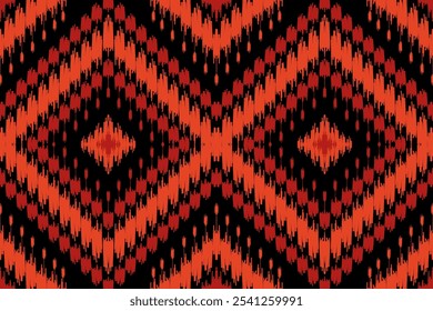 beautiful native fabric. Ethnic Ikat oriental seamless pattern. Hand drawn tribal style. for carpet, textile, rug, clothing, batik, motif.