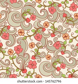 beautiful natural background with color branches of plants, flowers and berries. vector illustration 