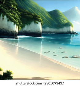 beautiful natural beach island vector illustration