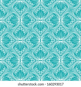 beautiful natural blue abstract retro pattern with white flowers. vector illustration 