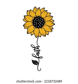 Beautiful and natural  faith sunflower illustration