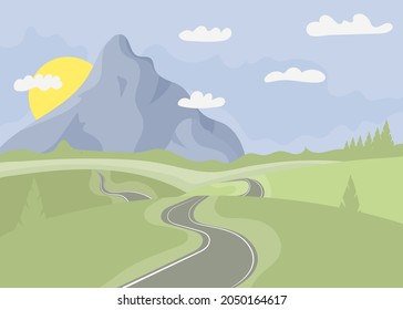 Beautiful natural landscape, the road leading to the mountains