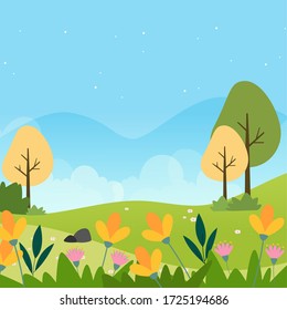 Beautiful natural landscape. Summer background - Vector illustration