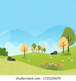 Beautiful natural landscape. Summer background - Vector illustration