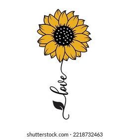 Beautiful and natural love sunflower illustration